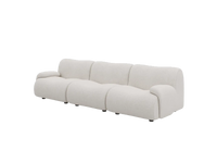 Teddy Fleece 3-Seater White Small Space Couch Sectional | 3-Piece, Modular Design, Fixed Upholstery, Low Pillow Arm