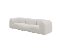 Teddy Fleece 3-Seater White Small Space Couch Sectional | 3-Piece, Modular Design, Fixed Upholstery, Low Pillow Arm