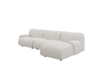 Teddy Fleece 3-Seater White Small Space L-Shaped Sectional | 3-Piece, Modular Design, Fixed Upholstery, Low Pillow Arm