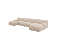 Teddy Fleece 4-Seater Sand Large Space U-Shaped Sectional | 4-Piece, Modular Design, Fixed Upholstery, Low Pillow Arm