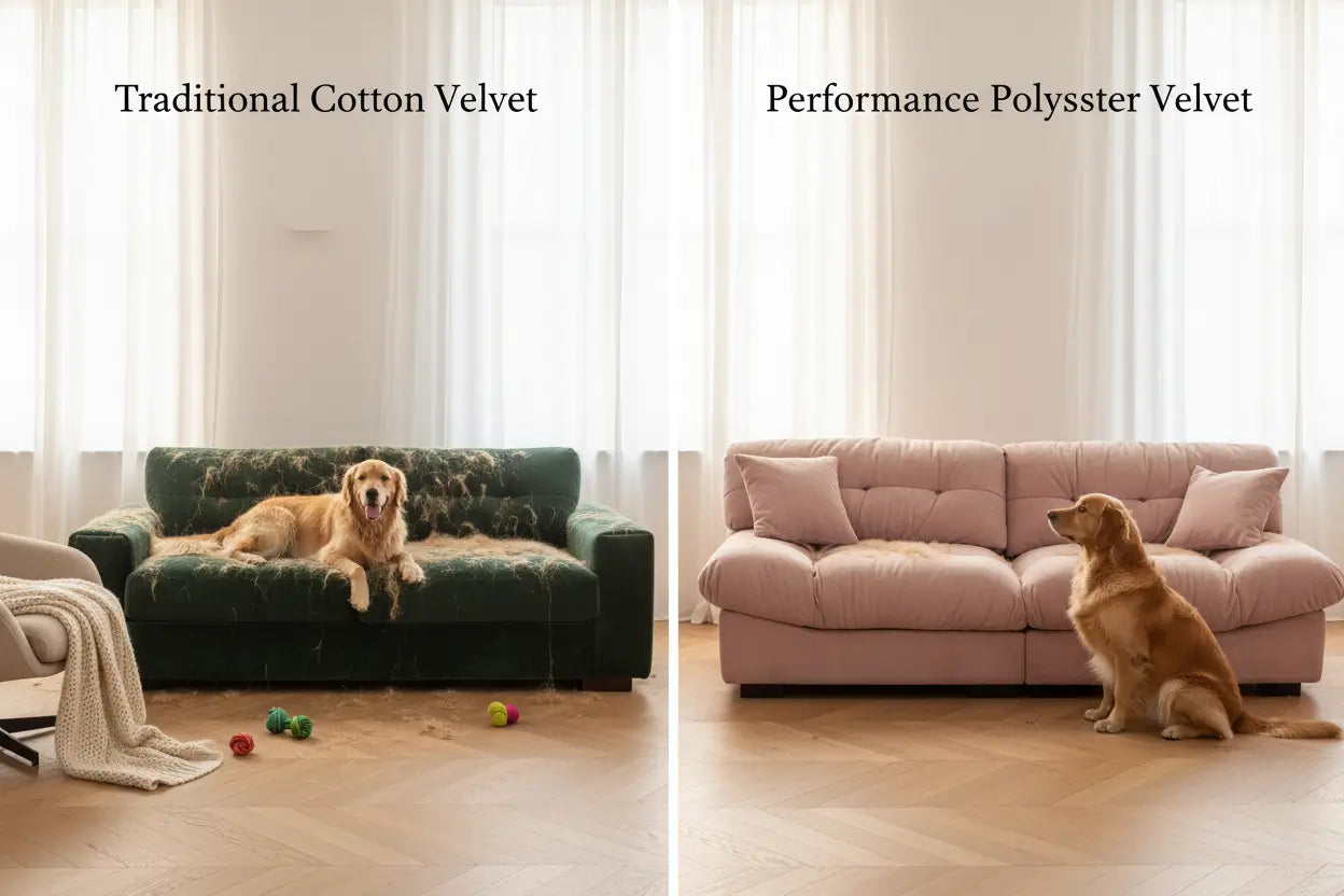 Test 1: Pet Hair on Velvet Sofas