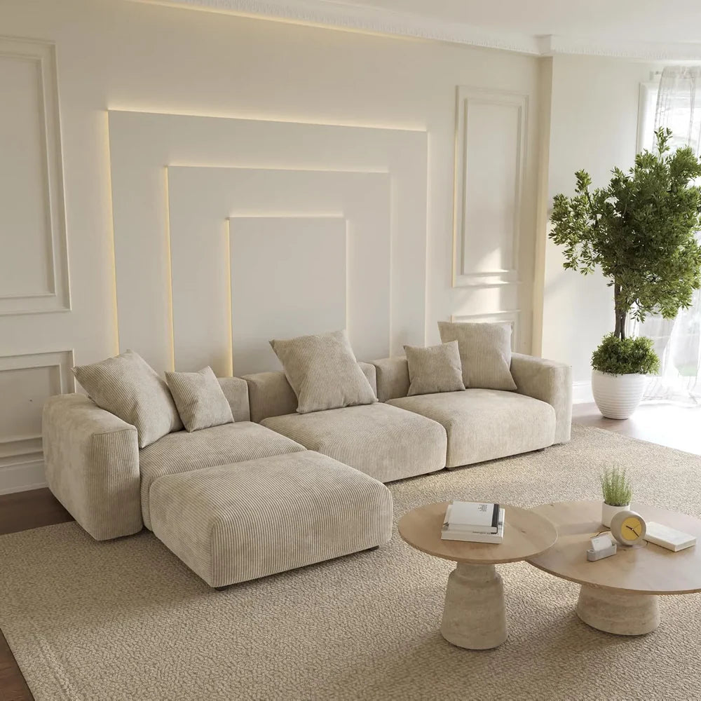 The Wjs Home Corduroy Sectional in On Trend Beige_ An L Shape Sofa Featured in the Tier 2 Value Black Friday Sofa Deals