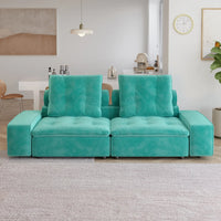 Deluxe Adjustable Cloud Sectional Sofas | Tiffany Blue Frosted Velvet Loveseats 2-seaters