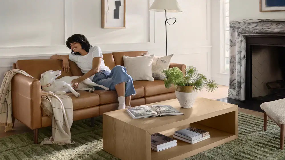 Top-grain leather sofa Best sofa for cats easy clean