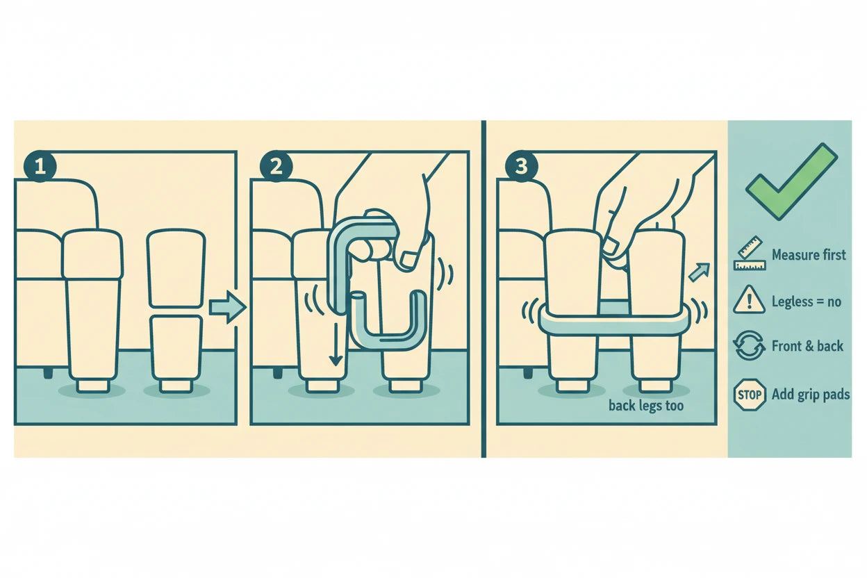 Use Couch Clamps for a Fast No-Drill Fix to keep sectional sofa together