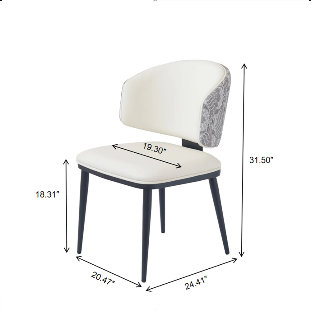 Vegan Wing Back Dining Chair | White PU Leather Set of 2