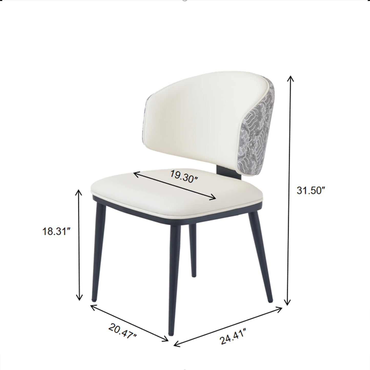 Vegan Wing Back Dining Chair | White PU Leather Set of 2