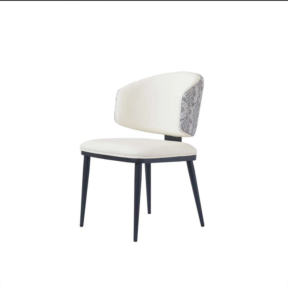 Vegan Wing Back Dining Chair | White PU Leather Set of 2