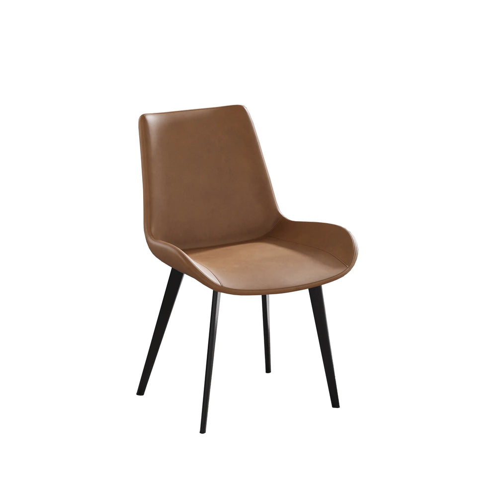Vegan Full Back Dining Chair | Brown PU Leather Set of 2
