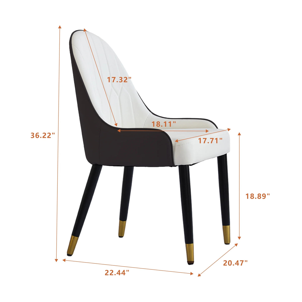 Vegan Full Back Dining Chair | White PU Leather Set of 2