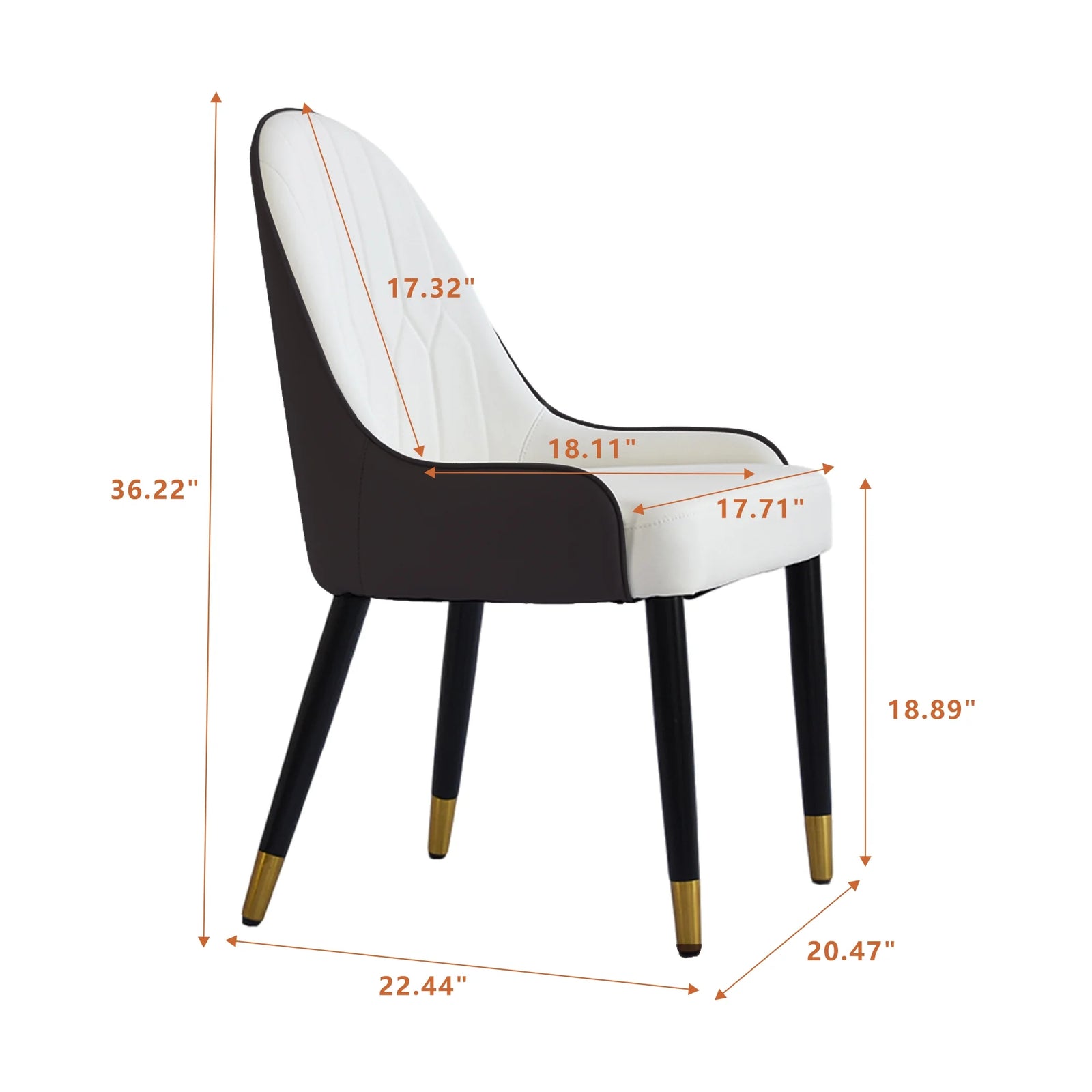 Silla de comedor vegana con respaldo completo | Juego de 2 sillas de cuero sintético blanco
