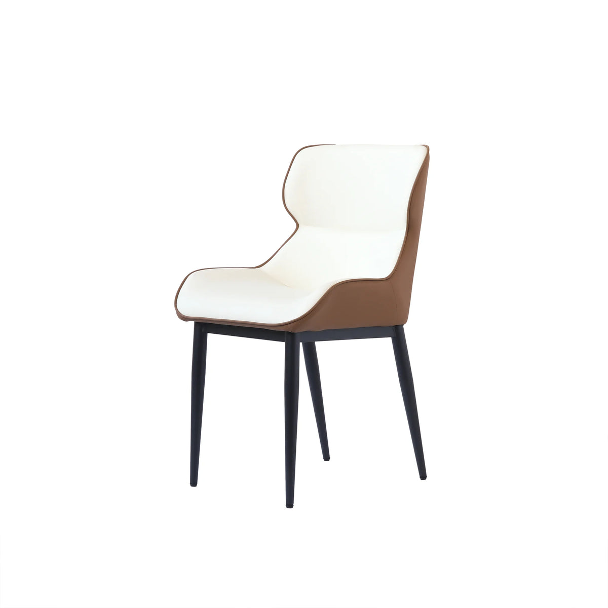 Silla de comedor vegana con respaldo completo | Juego de 2 sillas de cuero blanco