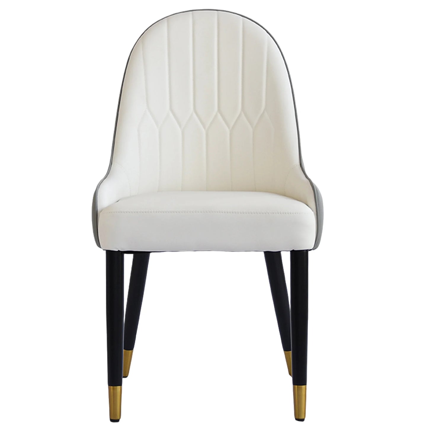 Vegan Full Back Dining Chair | White PU Leather Gray Back Set of 2