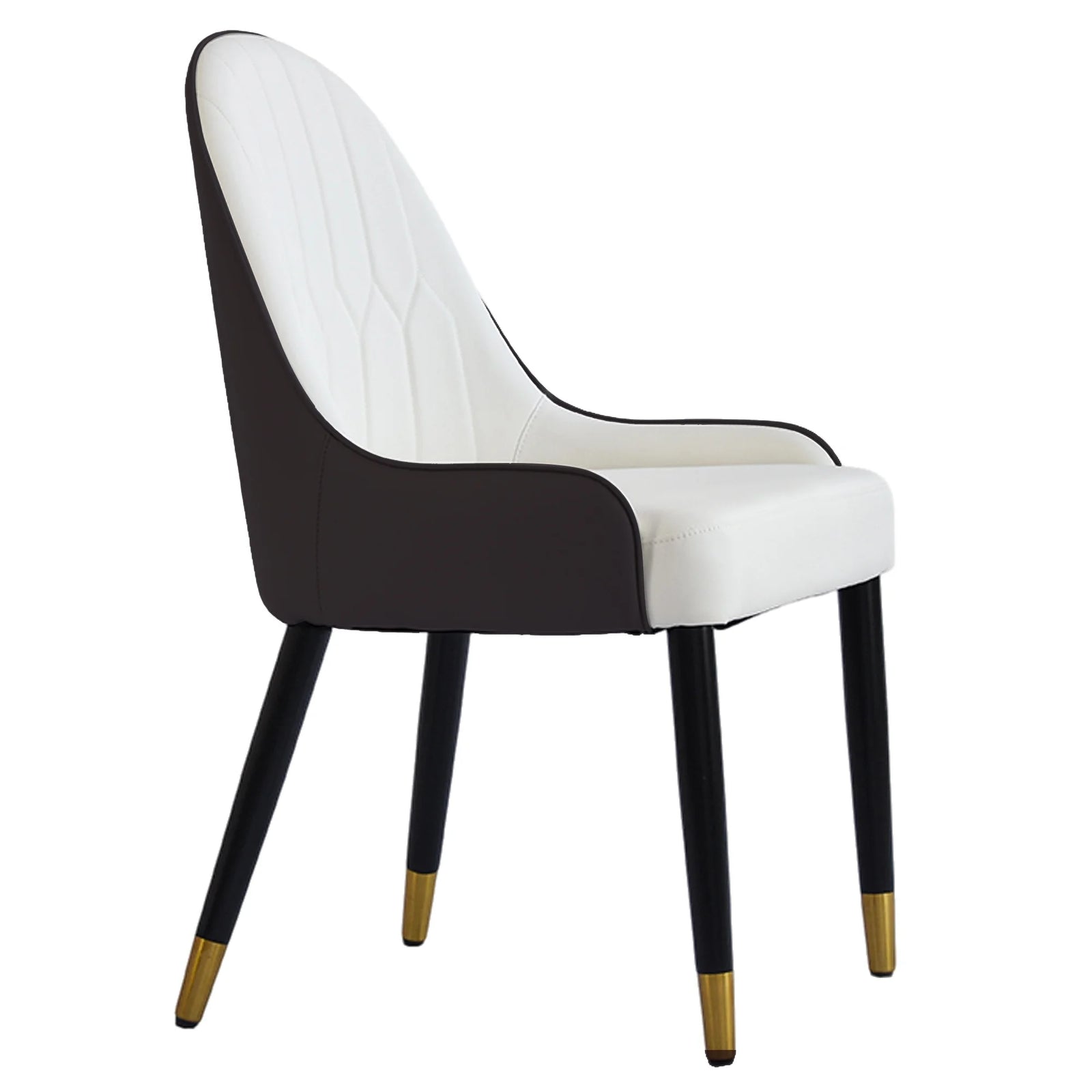 Silla de comedor vegana con respaldo completo | Juego de 2 sillas de cuero sintético blanco