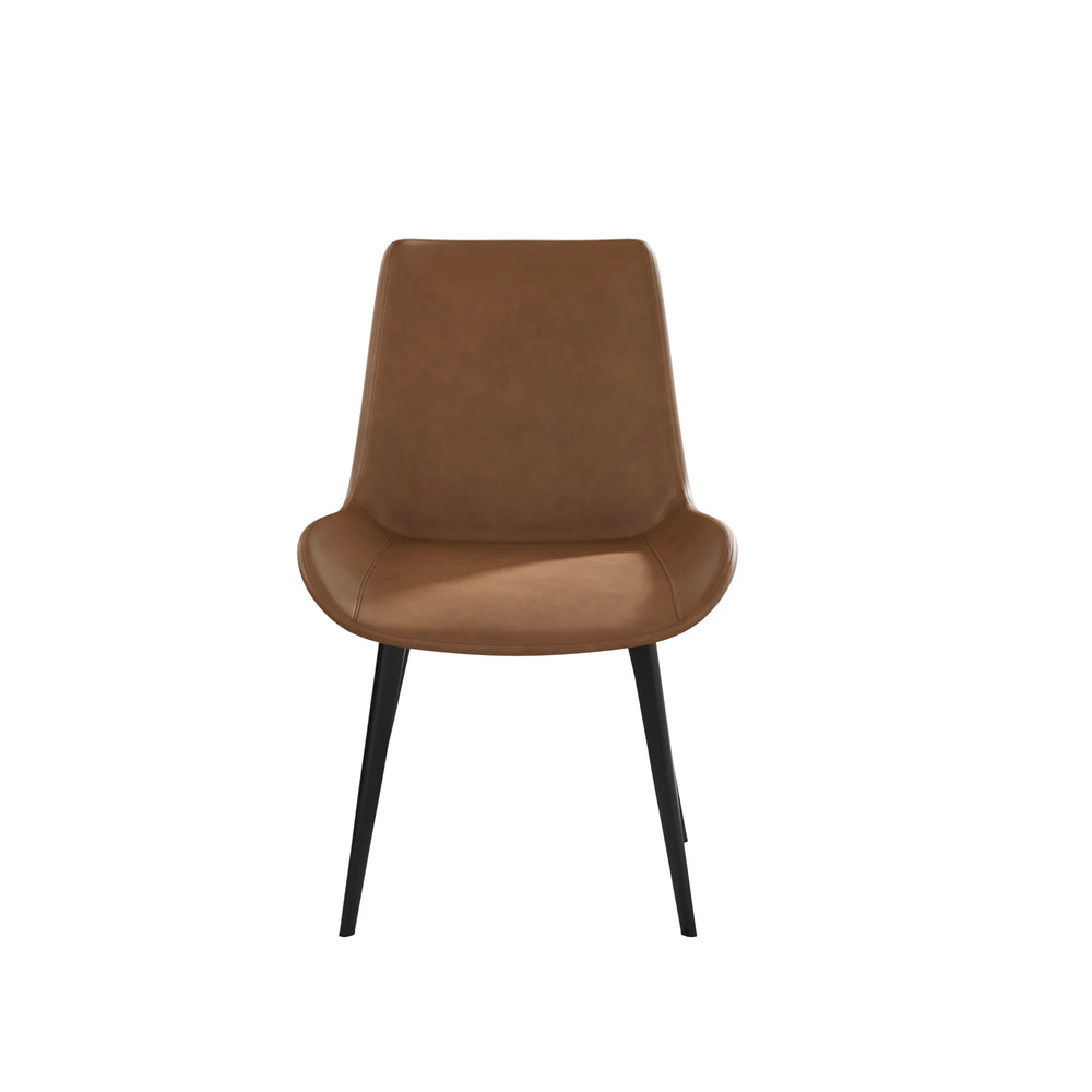 Vegan Full Back Dining Chair | Brown PU Leather Set of 2