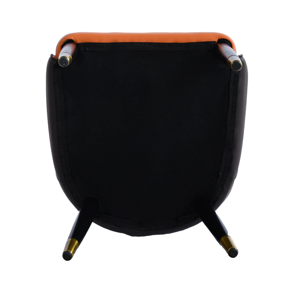 Vegan Full Back Dining Chair | Orange PU Leather Set of 2