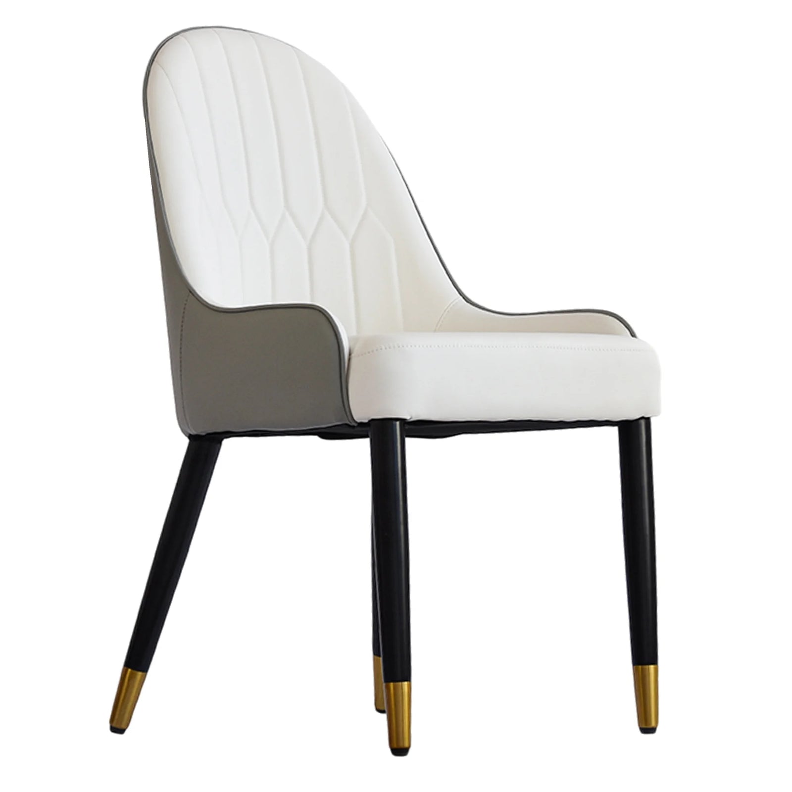Vegan Full Back Dining Chair | White PU Leather Gray Back Set of 2