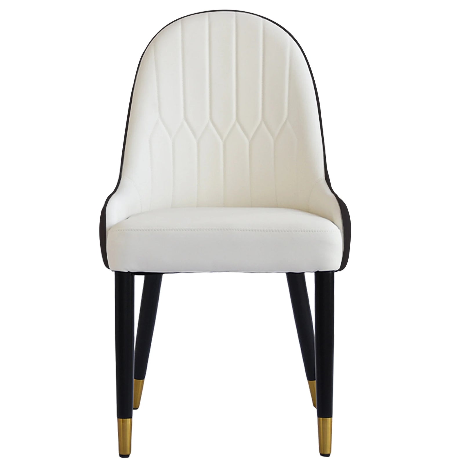 Silla de comedor vegana con respaldo completo | Juego de 2 sillas de cuero sintético blanco