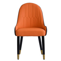 Vegan Full Back Dining Chair | Orange PU Leather Set of 2