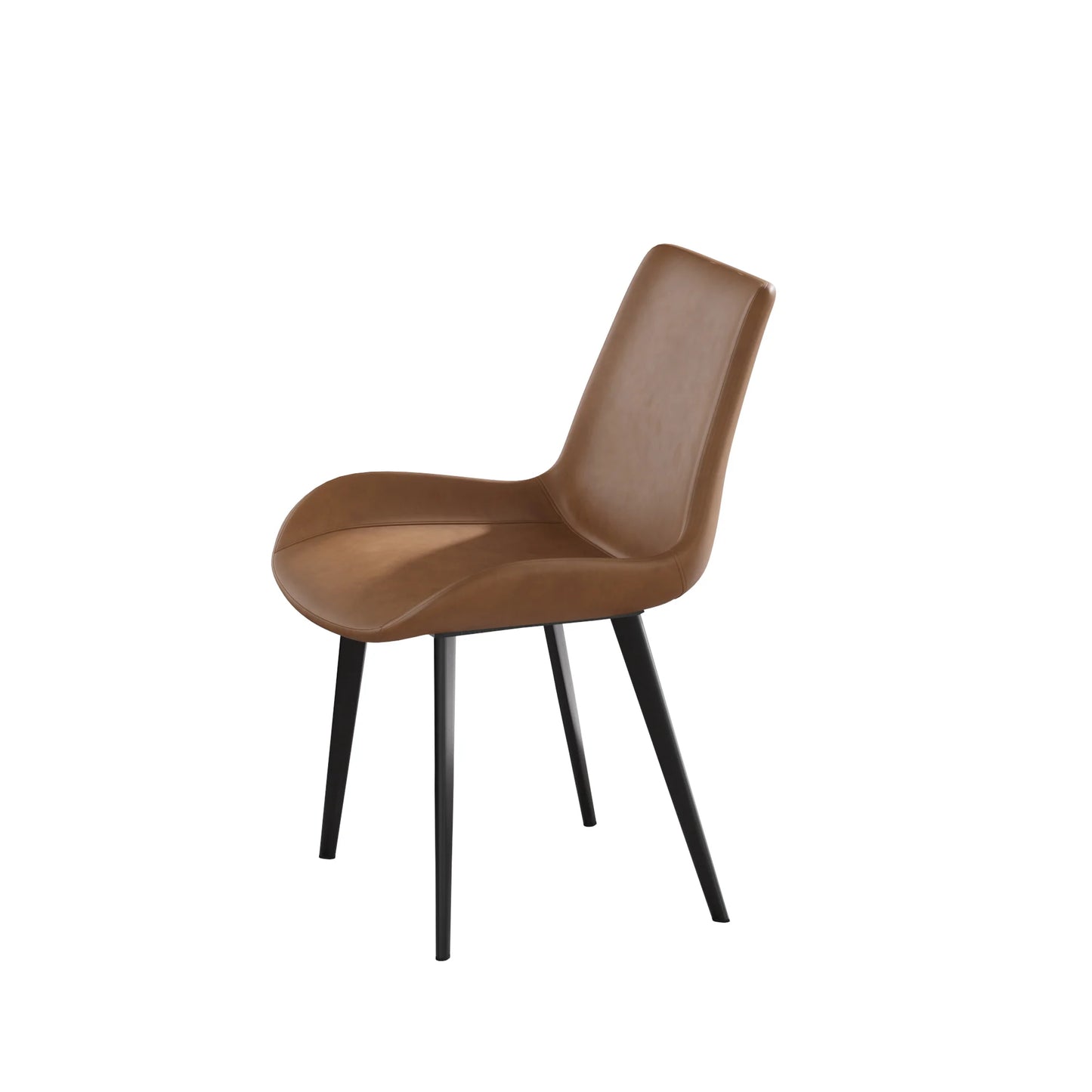 Vegan Full Back Dining Chair | Brown PU Leather Set of 2
