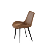 Vegan Full Back Dining Chair | Brown PU Leather Set of 2