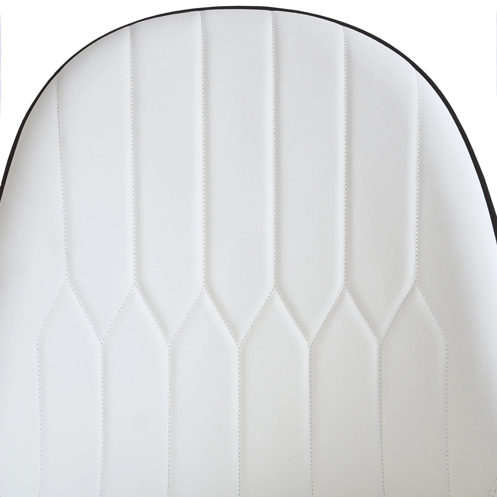 Vegan Full Back Dining Chair | White PU Leather Set of 2