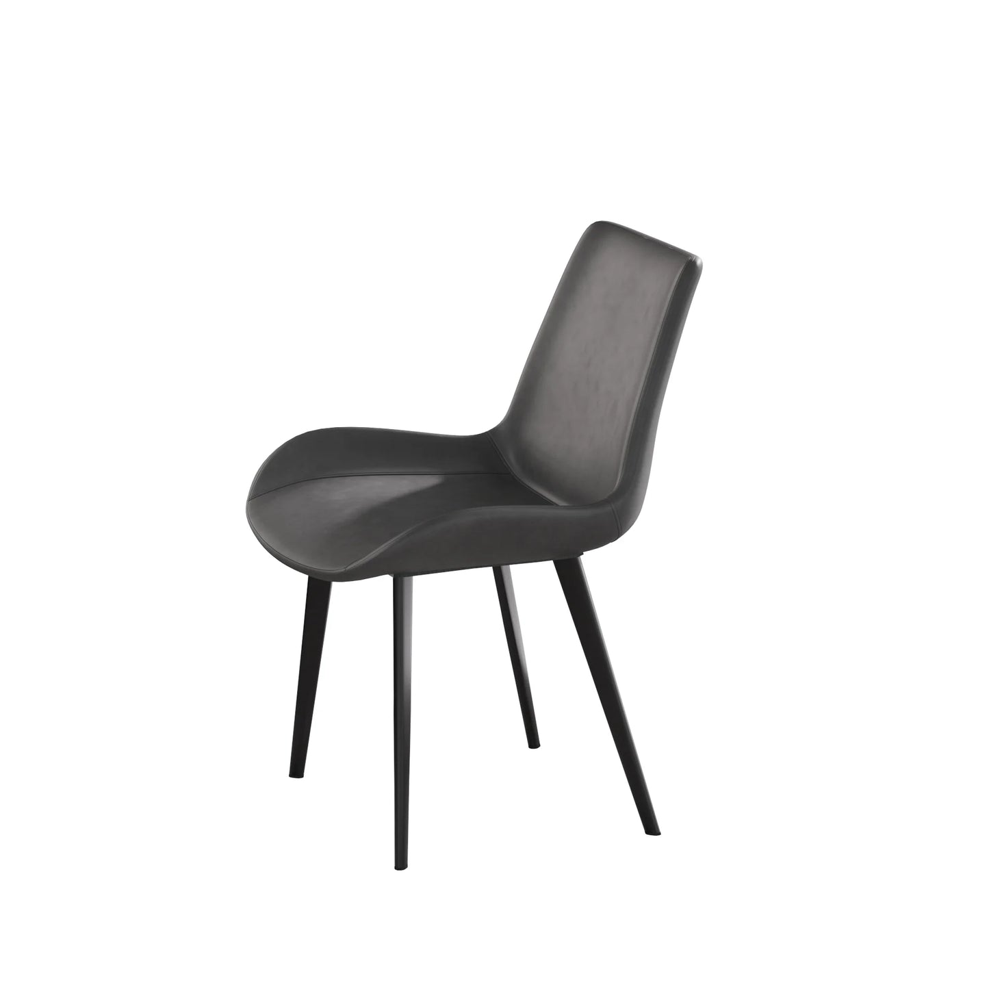 Vegan Full Back Dining Chair | Gray PU Leather Set of 2