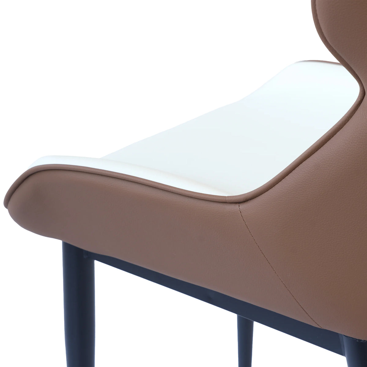 Silla de comedor vegana con respaldo completo | Juego de 2 sillas de cuero blanco