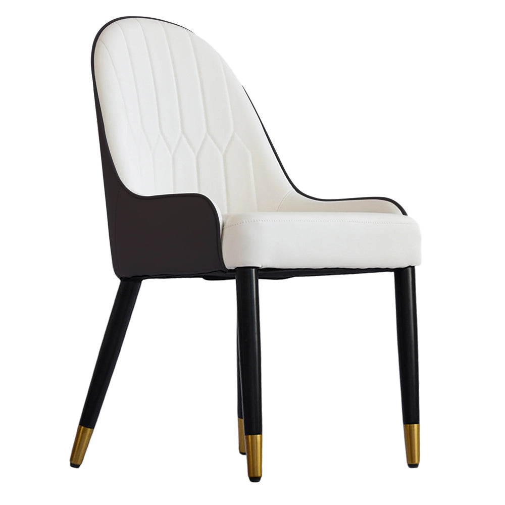 Vegan Full Back Dining Chair | White PU Leather Set of 2