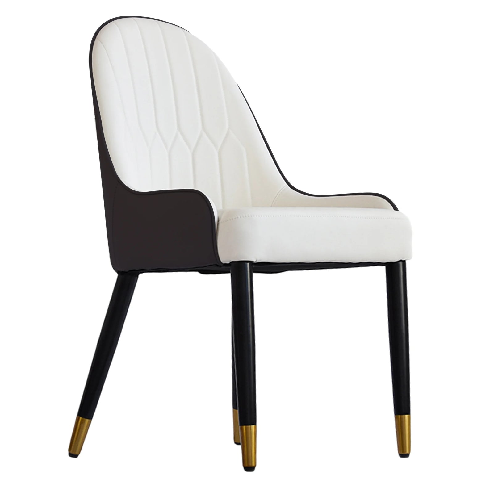 Silla de comedor vegana con respaldo completo | Juego de 2 sillas de cuero sintético blanco