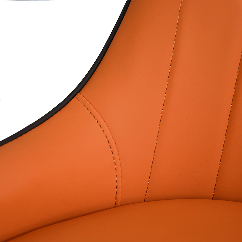 Vegan Full Back Dining Chair | Orange PU Leather Set of 2