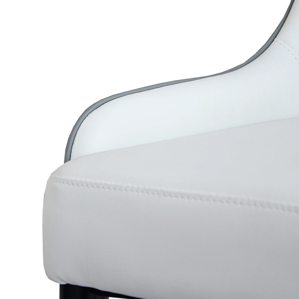 Vegan Full Back Dining Chair | White PU Leather Gray Back Set of 2