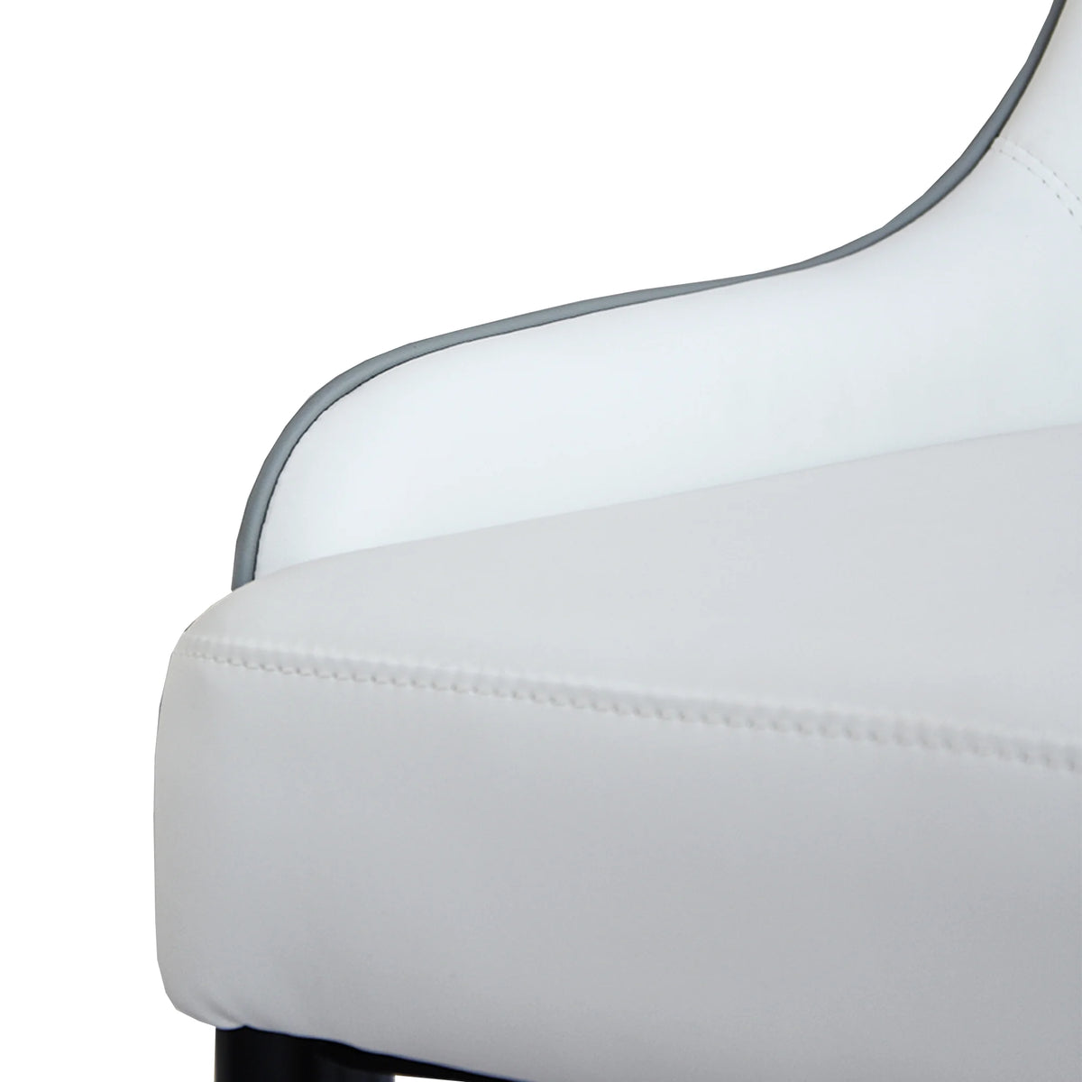 Vegan Full Back Dining Chair | White PU Leather Gray Back Set of 2