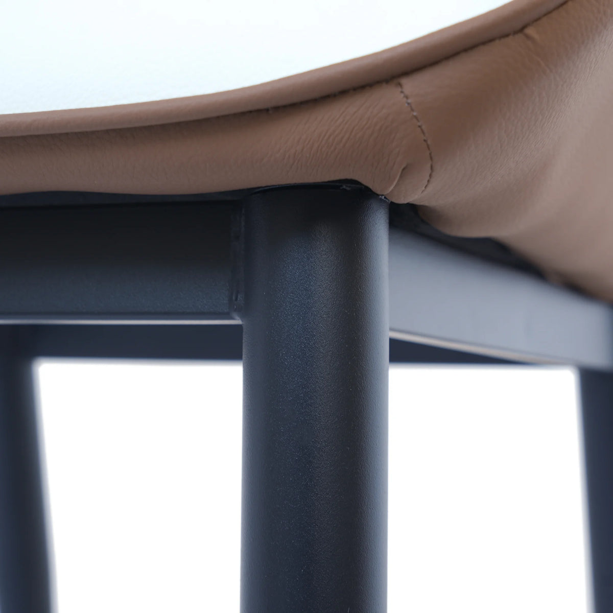 Silla de comedor vegana con respaldo completo | Juego de 2 sillas de cuero blanco