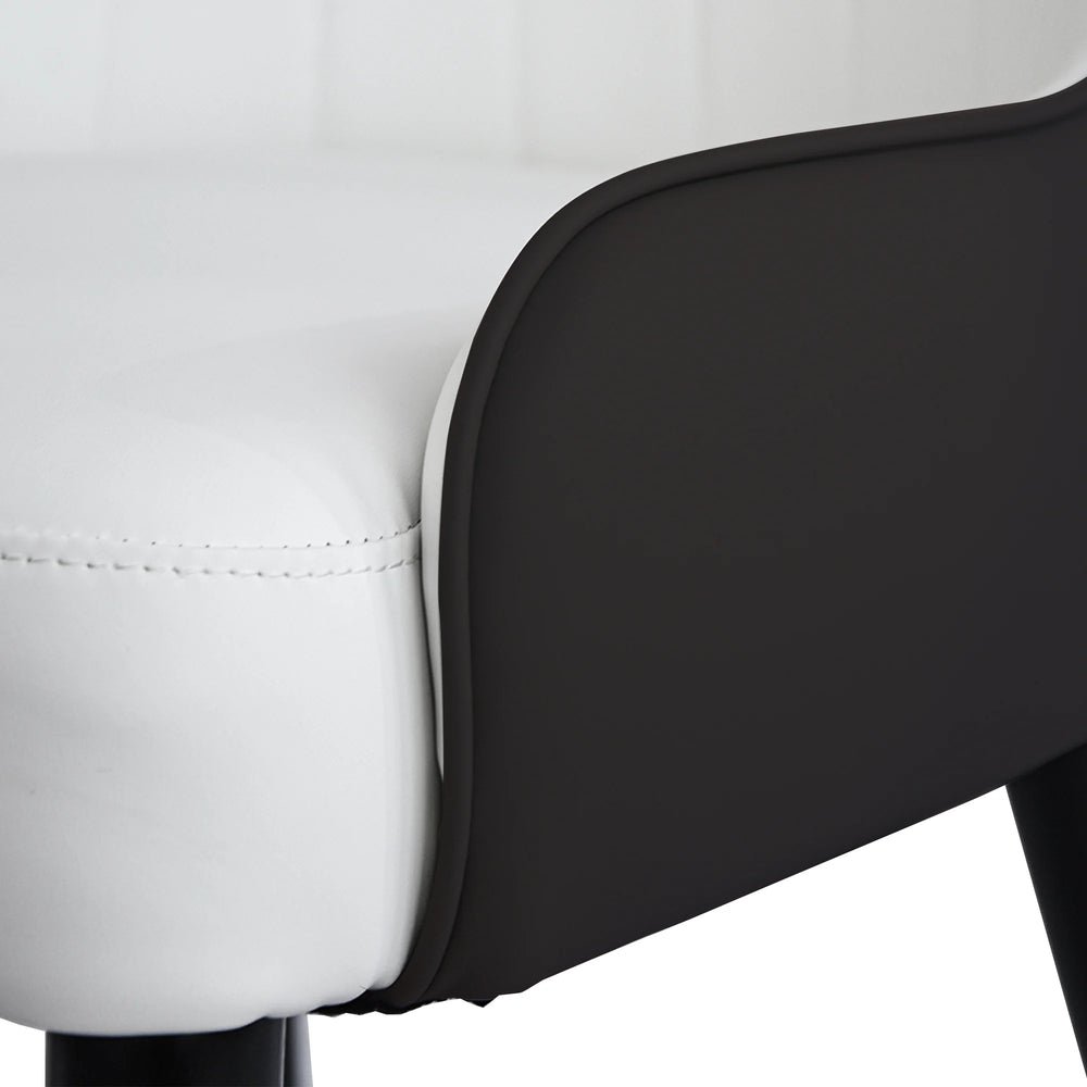 Vegan Full Back Dining Chair | White PU Leather Set of 2