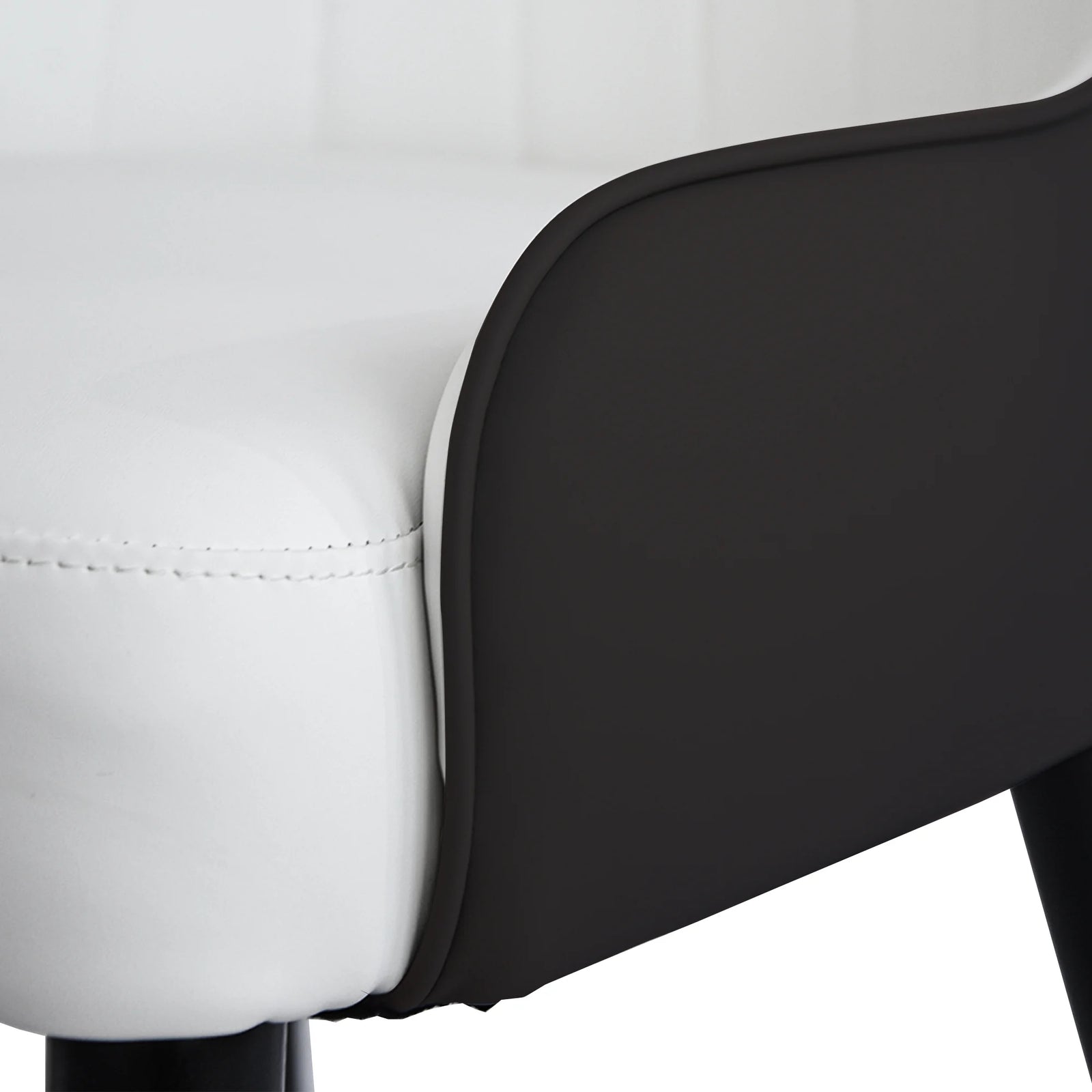 Silla de comedor vegana con respaldo completo | Juego de 2 sillas de cuero sintético blanco