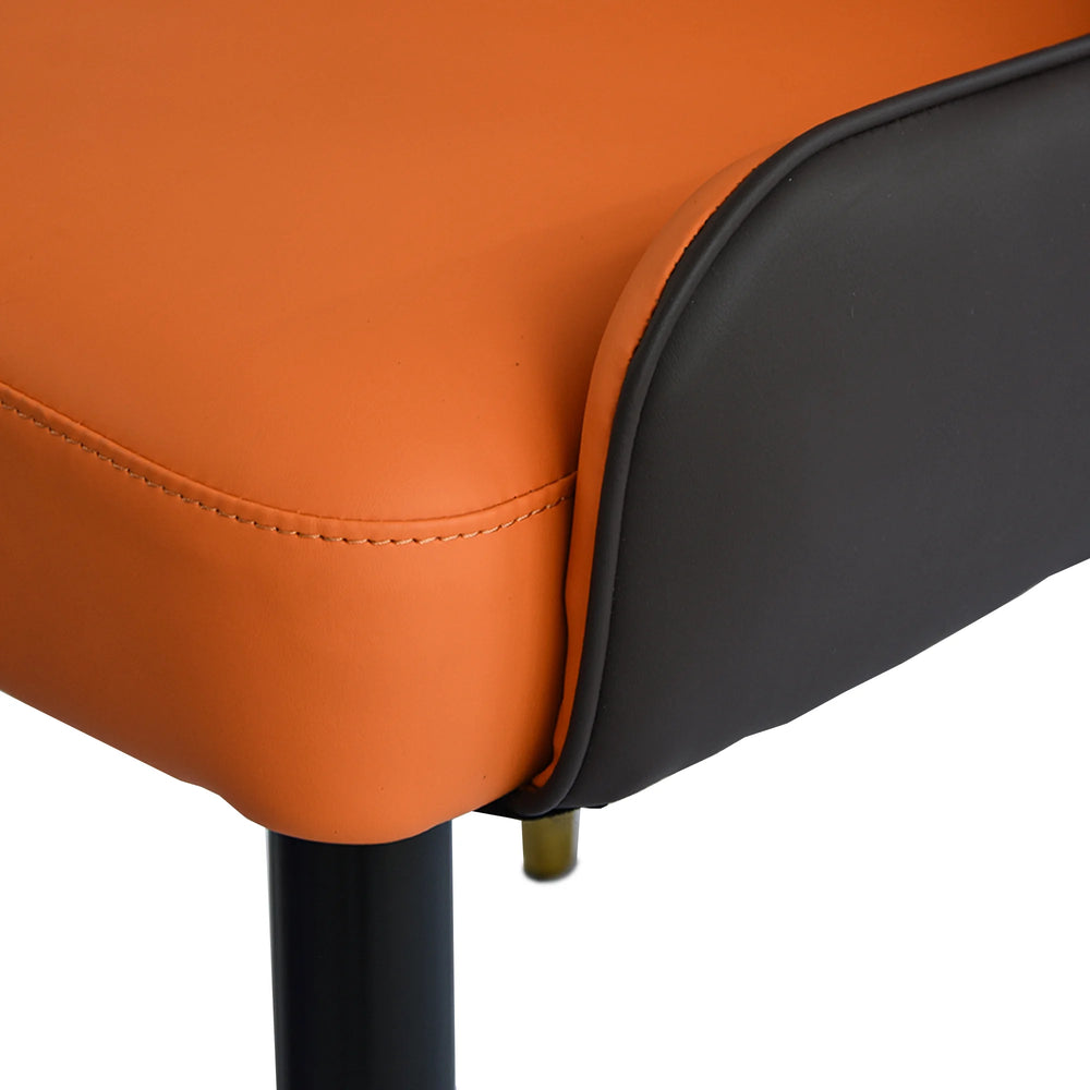 Vegan Full Back Dining Chair | Orange PU Leather Set of 2