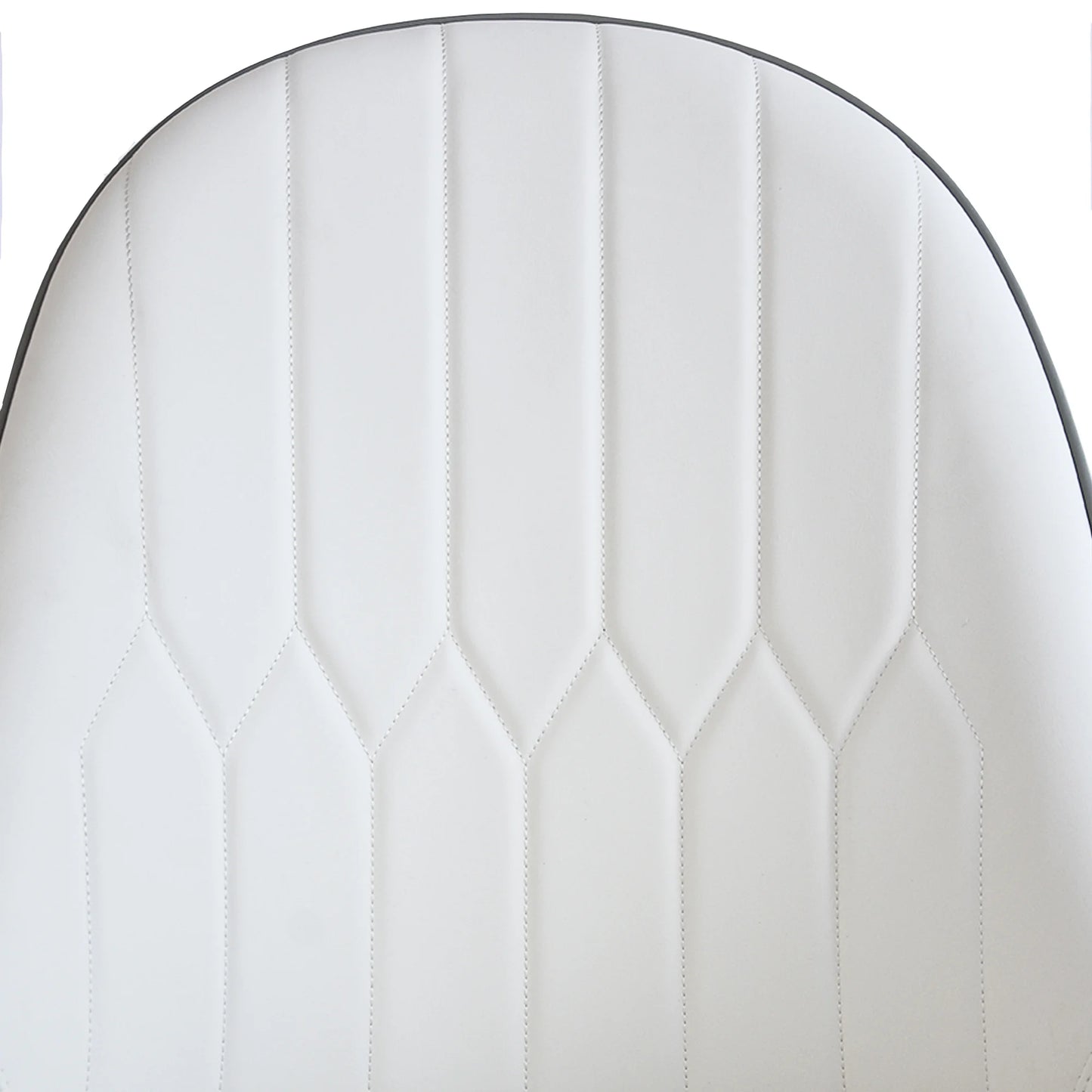 Vegan Full Back Dining Chair | White PU Leather Gray Back Set of 2