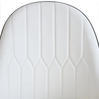 Vegan Full Back Dining Chair | White PU Leather Gray Back Set of 2