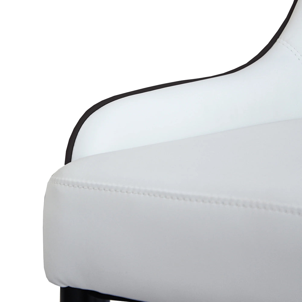 Vegan Full Back Dining Chair | White PU Leather Set of 2