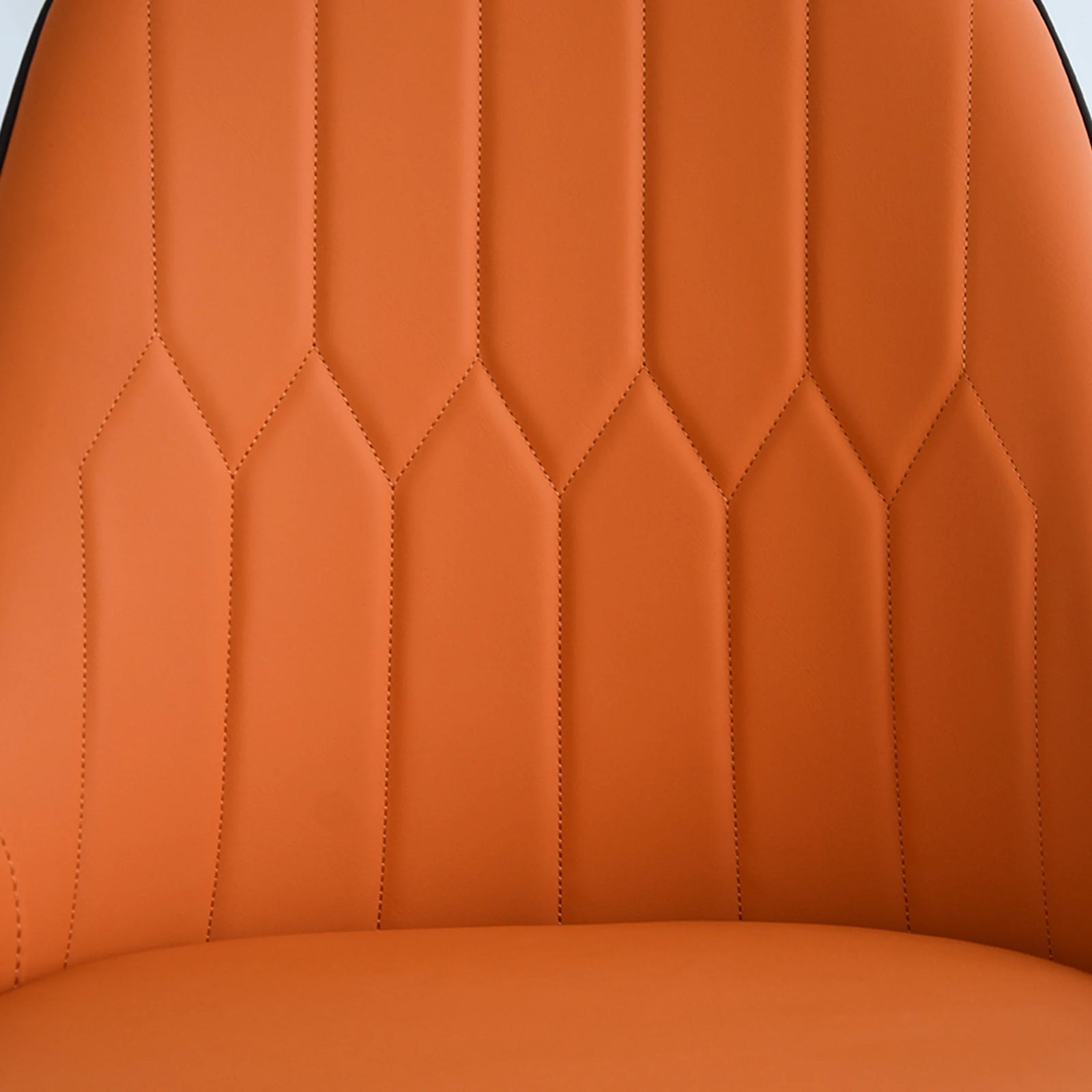 Silla de comedor vegana con respaldo completo | Cuero sintético naranja (juego de 2)