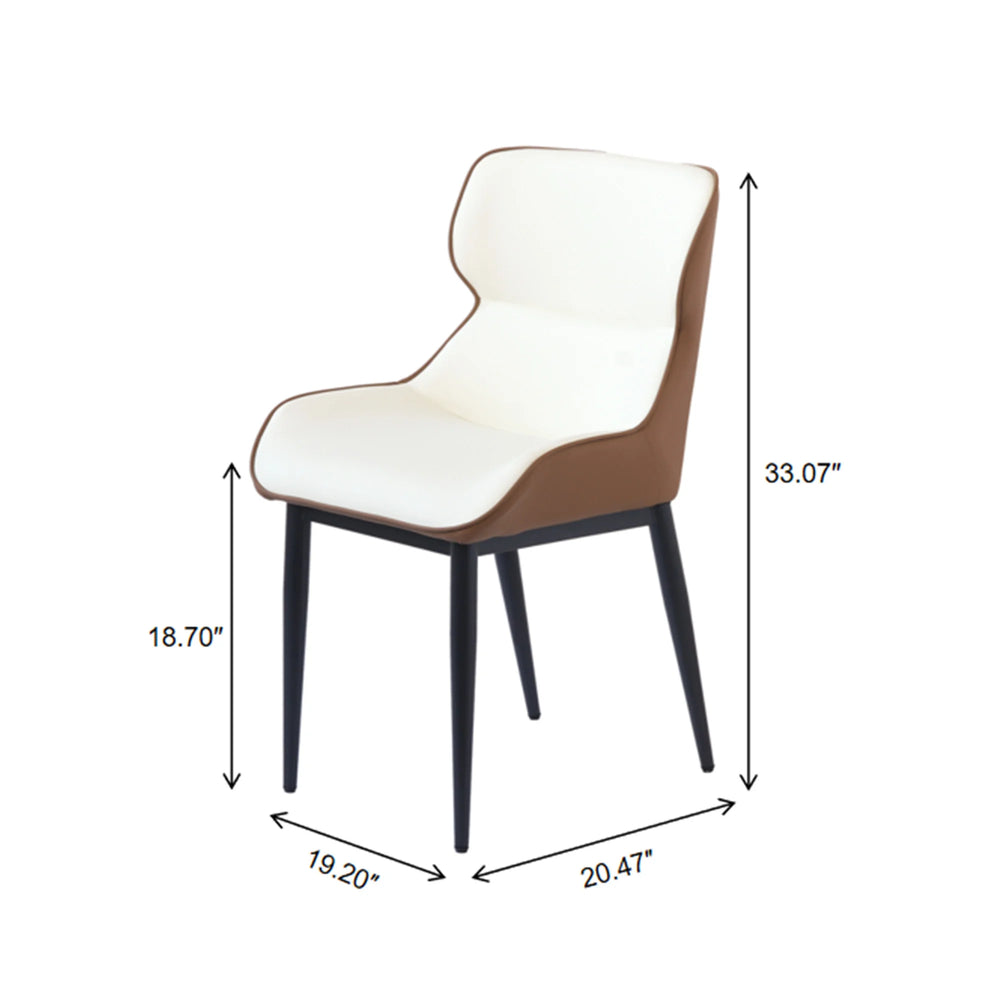 Vegan Full Back Dining Chair | White Leather Set of 2