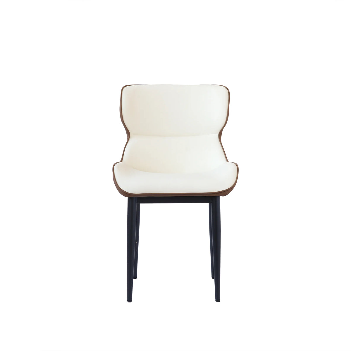 Silla de comedor vegana con respaldo completo | Juego de 2 sillas de cuero blanco