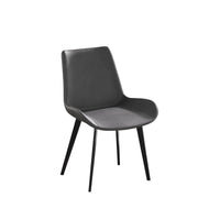 Vegan Full Back Dining Chair | Gray PU Leather Set of 2