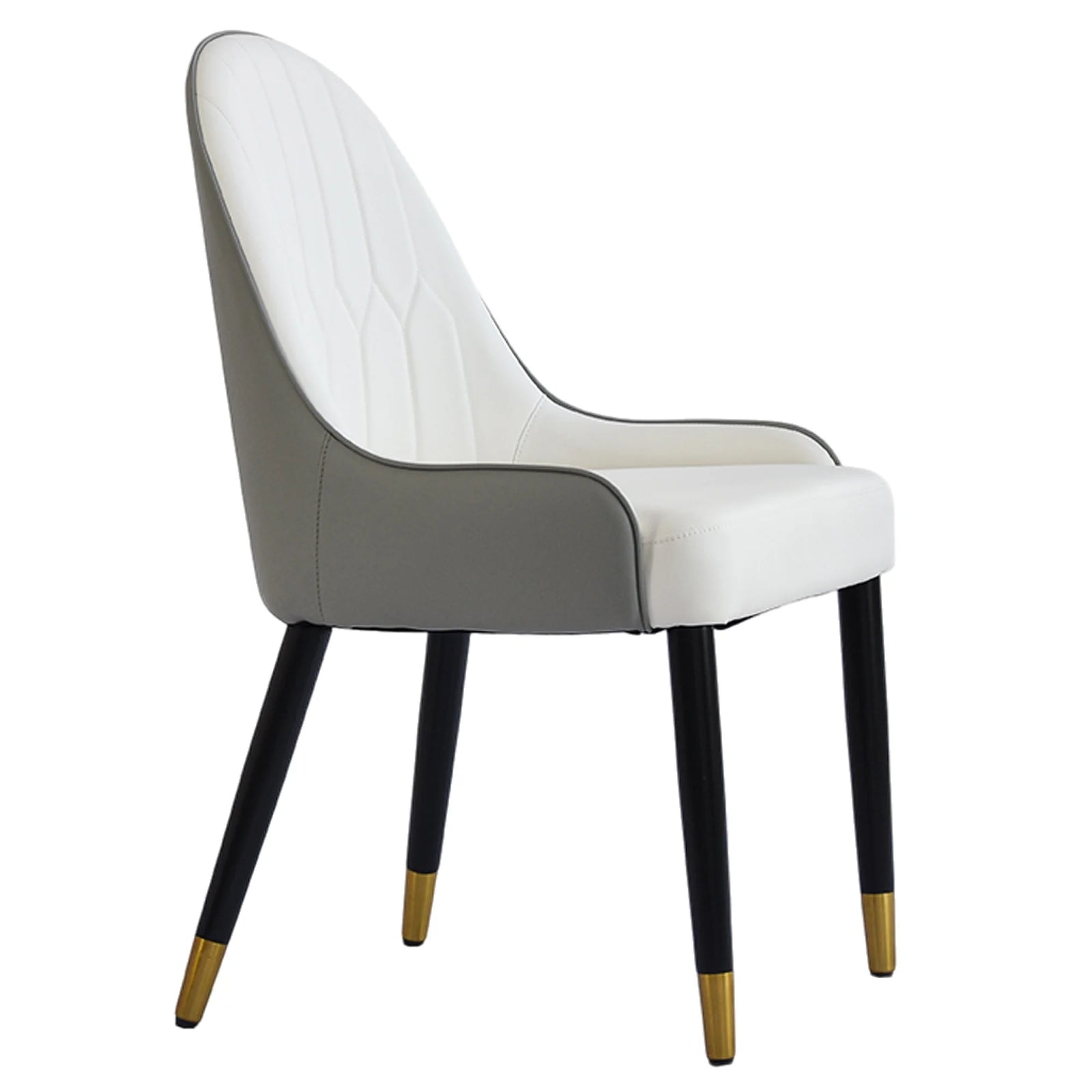 Vegan Full Back Dining Chair | White PU Leather Gray Back Set of 2