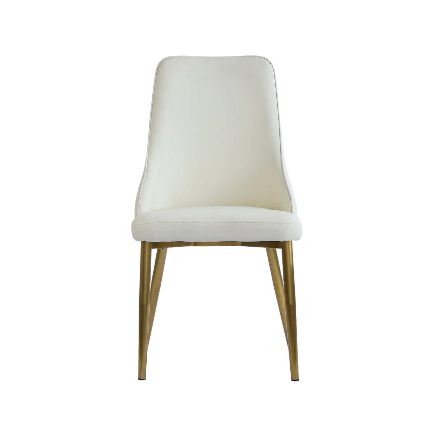 Vegan High Back Dining Chair | Ivory PU Leather Set of 2