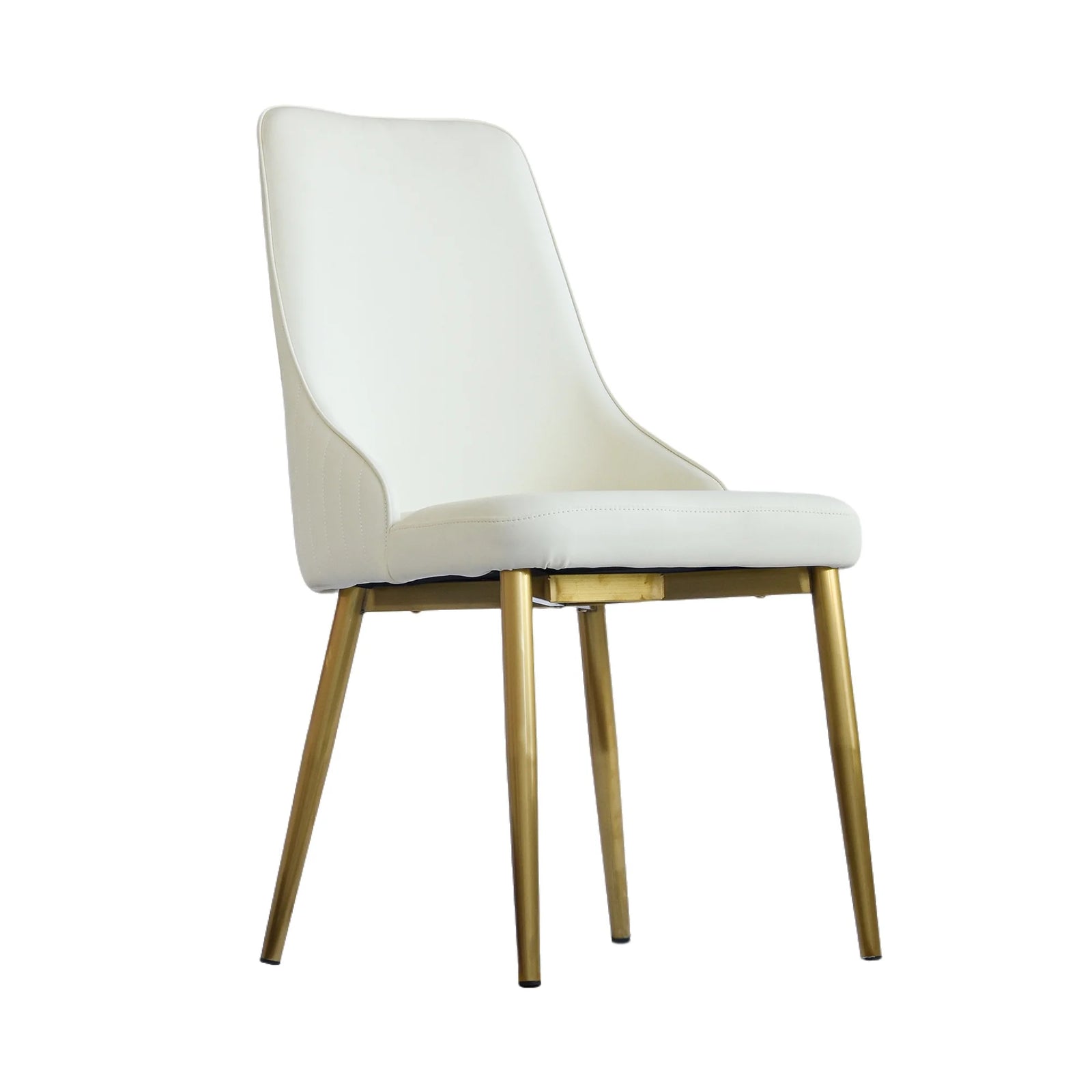 Vegan High Back Dining Chair | Ivory PU Leather Set of 2