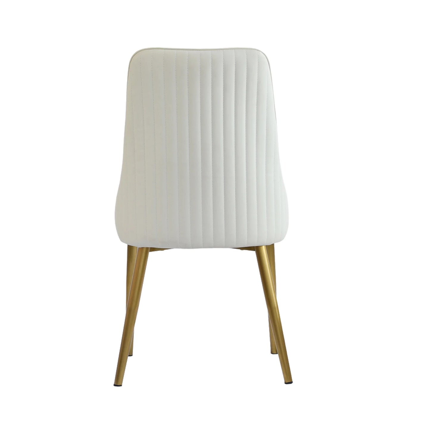 Vegan High Back Dining Chair | Ivory PU Leather Set of 2