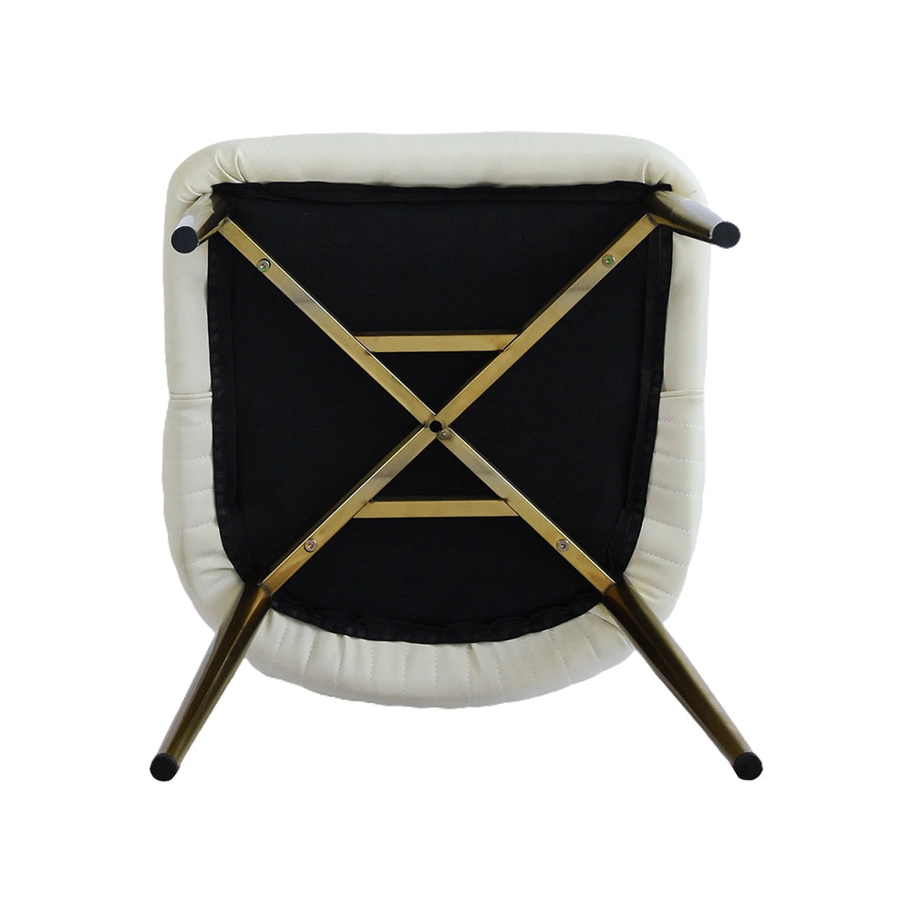 Vegan High Back Dining Chair | Ivory PU Leather Set of 2