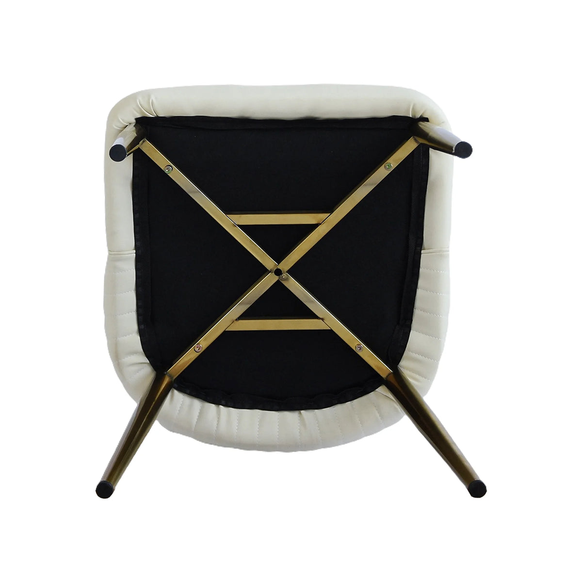 Vegan High Back Dining Chair | Ivory PU Leather Set of 2